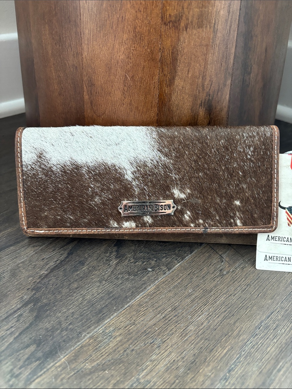 American Bison Hair on Hide,Genuine Leather,5 card,1 ID,checks,2 zip,snap top